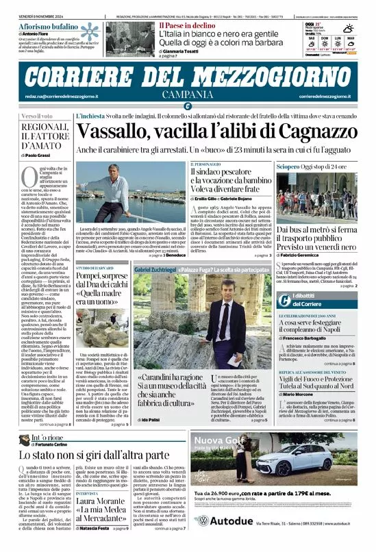 Prima-pagina-corriere del mezzogiorno-del-2024-11-08